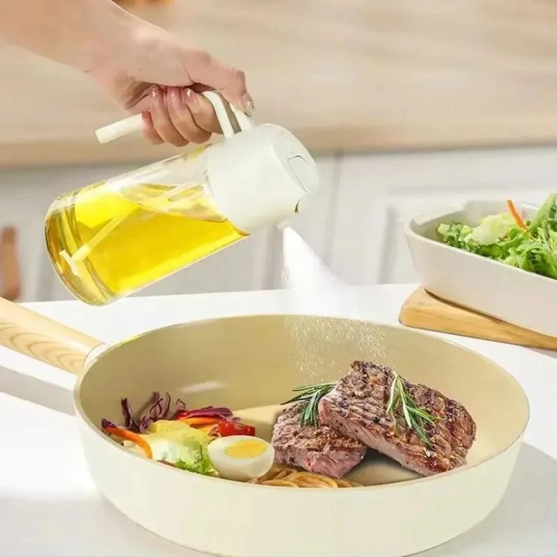 2-in-1 Glass Oil Spray Bottle & Dispenser with Pouring Spout