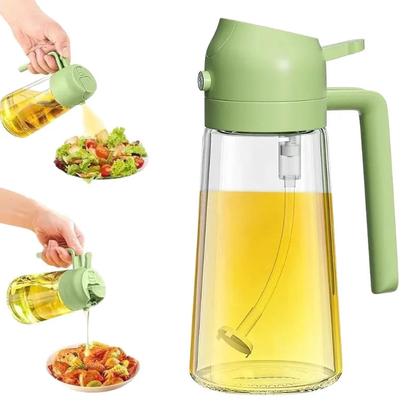 2-in-1 Glass Oil Spray Bottle & Dispenser with Pouring Spout